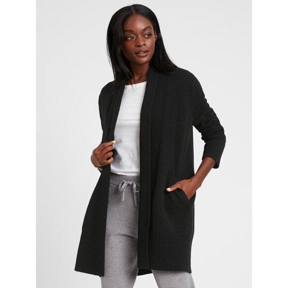 NWT Banana Republic Cashmere Long Cardigan Sweater in Black XS - Picture 2 of 7